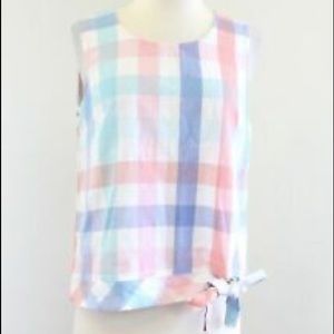 J. Crew checked tank top with tie